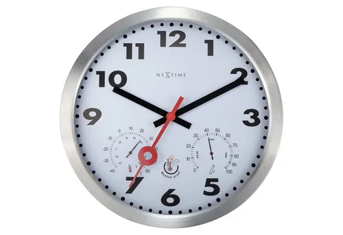 NEXTIME Wanduhr 4307 für den Außenbereich - Wunderschöne silberne Wanduhr mit analoger Anzeige, speziell für den Außenbereich entwickelt. Perfekt, um Ihren Garten oder Balkon stilvoll zu dekorieren!