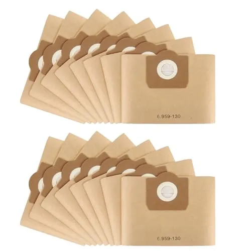 Pack of 16 Staubsaugerbeutel für Kärcher WD3 Beutel, Paper Filter Bags für Kärcher 6.959-130.0, Filtertüten Beutel für WD3 1629 MV3 Premium A2201/2204/2504/2554/2251/2604, Vacuum Cleaner Bags