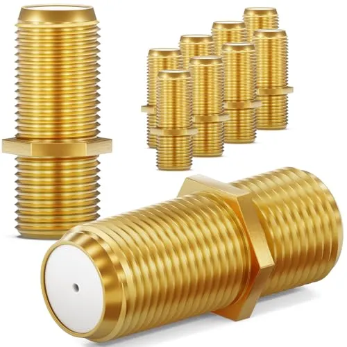 HB-DIGITAL 10x SAT Koaxialkabel Adapter Verbinder F-Kupplung F-stecker Für Fernsehkabel Antennenkabel Satelliten Kabel 2X F-Buchse Breite - Vergoldet