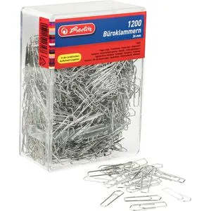 Herlitz Büroklammern 10411007, 26mm, silber, verzinkt, 1200 Stück