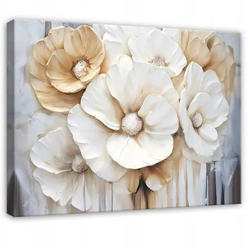 WallArena - Leinwand Bilder Blumen - 40x30 cm Leinwandbilder - Bild auf leinwand - Wandbild XXL groß Wandbilder für Wohnzimmer Schlafzimmer Wohnzimmerbilder Modern kunstdruck - Aqurell Kunst Beige