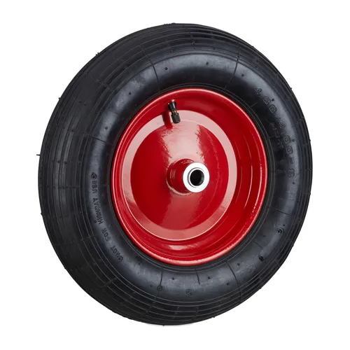 relaxdays Schubkarren-Rad 4.80 4.00-8 - Ersatzrad für Schubkarren, luftbereift für besten Fahrkomfort und hohe Tragkraft bis 200 kg. Ideal für unebene Böden dank Kugellager und profilierter Lauffläche.