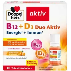 Doppelherz B12+d3 Duo Aktiv Trinkampulle 30 St - rezeptfrei, unterstützt die Vitalität und das Immunsystem