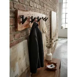Wandgarderobe Akazie Massivholz Metall Modern 60x17x9 cm