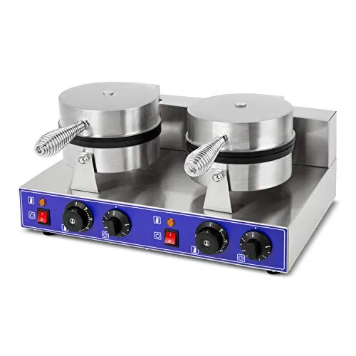 vertes Waffeleisen - Doppelt Elektrisch 2000W aus Edelstahl - Waffeleisen für belgische Waffeln, 2000W Leistung, stufenlos regulierbare Temperatur bis 300 °C und integrierter Timer für perfekte Waffeln ohne Anbrennen.