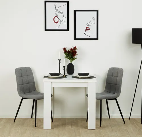 Homestyle4u 2371 Essgruppe mit 2 Stühlen Weiß