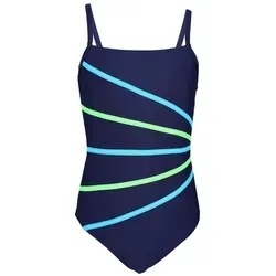 Aquarti Badeanzug Aquarti Mädchen Badeanzug mit Spaghettiträgern Streifen blau|bunt|grün 152