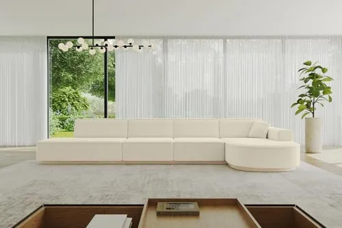 ALTDECOR Ecksofa in L-Form Corner Sofa Bett Eckcouch Couch Wohnlandschaft Cauchsofa Arrio-L3-413x171x83 cm Beige