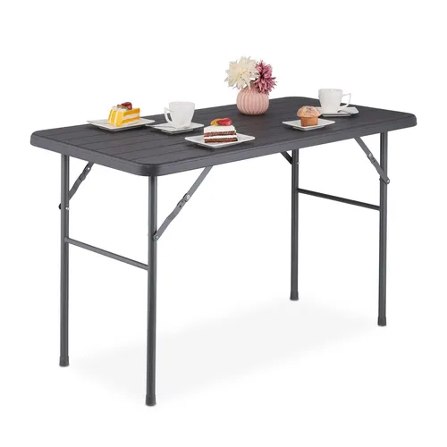 Gartentisch Klapptisch Terrassentisch für 4 Personen - grau - Kompakter und pflegeleichter Klapptisch für Innen- und Außenbereich, ideal für Garten oder Terrasse, faltbar und leicht zu verstauen.