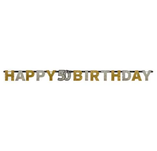 Amscan Hängedekoration Buchstabengirlande Happy Birthday Silber/Gold Glit