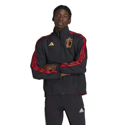 adidas Trainingsjacke Belgium Anthem Wendejacke - Funktionsjacken für Fußballfans, wende Design in rot und schwarz, aus 100% recycelten Materialien, perfekt für das größte Fußballevent der Welt.