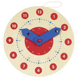 Goki Lernspielzeug 58980, Lernuhr, Ø 18 cm, ab 5 Jahre, Uhrzeiten lernen