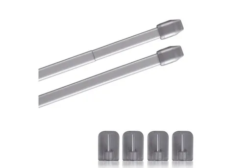 Bestlivings Vitragestange 2er-Pack, Ø 10 mm, 1-läufig, ausziehbar, mit Selbstklebehaken, geklebt, Edelstahl, für Küchen- & Bistrogardinen