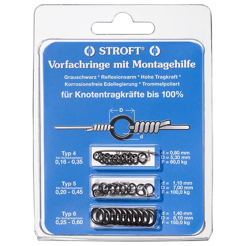 Produktbild Stroft Vorfachringe Set mit Montagehilfe 60kg 100kg 150kg Ringe