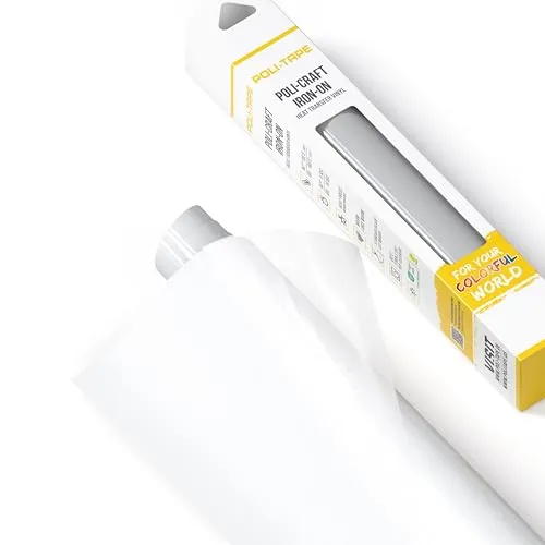 POLI-TAPE TUBITHERM® FLOCK Transferfolie mit samtartiger Oberfläche für Textilien – Flockfolie zum Aufbügeln, Plotterfolie für DIY Shirts, Weiß, 30,5 cm x 61 cm