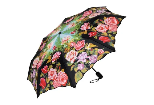von Lilienfeld Taschenregenschirm Rosenmotiv - Taschenschirm mit floralem Design, leicht und stabil, ideal für jeden Wetterumschwung. Mit UV-Schutz und automatischem Öffnungsmechanismus.