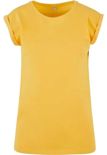 Build Your Brand Damen T-Shirt Ladies Extended Shoulder Tee, lang geschnittenes T-Shirt für Frauen, Baumwolle, Dimyellow, XL