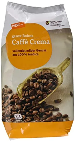 tegut... Caffé Crema ganze Bohne, mild, 100 % Arabica Kaffee, 1 x 1 kg