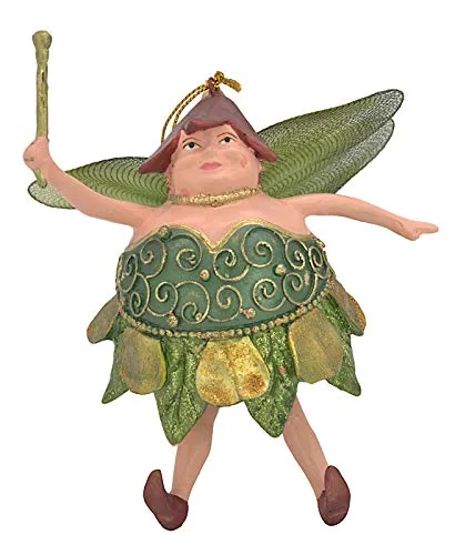 crafts & design Dicke Elfe, Fee, Deko Hänger, grün, Gold, 15 cm