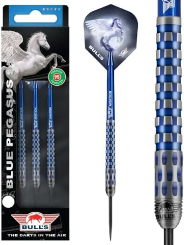 Bull's Blue Pegasus C 95% Tungsten Dartpfeile für jeden Spieler - Mirror and Pixel Grip - professionelle Dartpfeilen - 24 Gramm