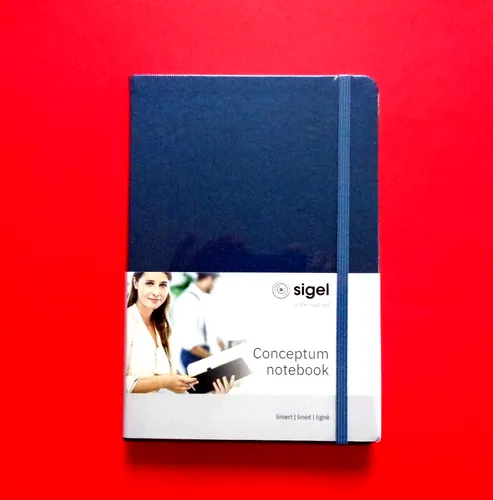 sigel Notizbuch Textil, DIN A5, kariert, blau metallic