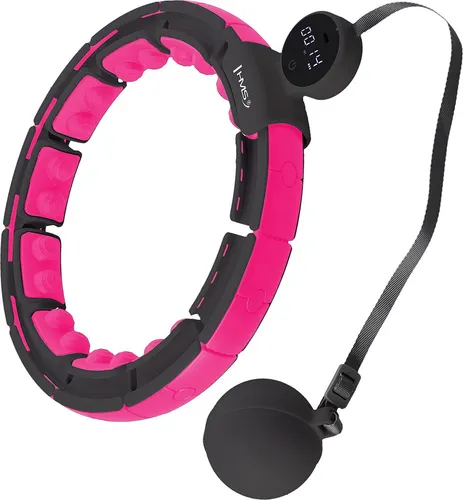 HHM16 HULA HOP BLACK/PINK mit Gewichten und Zähler - Yoga- & Pilates-Zubehör, ideal für effektives Training und Kalorienverbrennung dank integriertem Zähler und zusätzlichem Gewicht.