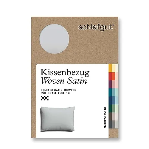 Schlafgut Kissenbezug Woven Satin aus Mako-Baumwolle - Hochwertiger Kissenbezug aus 100% Mako-Baumwolle, dicht gewebt für ein 5-Sterne-Schlafgefühl. Mit unsichtbarem Reißverschluss und nachhaltiger Zero-Waste Verpackung.