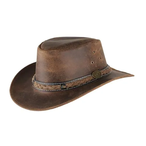 Williams Hut braun | L - Cowboyhut für Herren aus hochwertigem Leder, mit einer Krempenbreite von ca. 6 cm und einem stilvollen Lederband – ideal für Outdoor-Abenteuer und Freizeit.