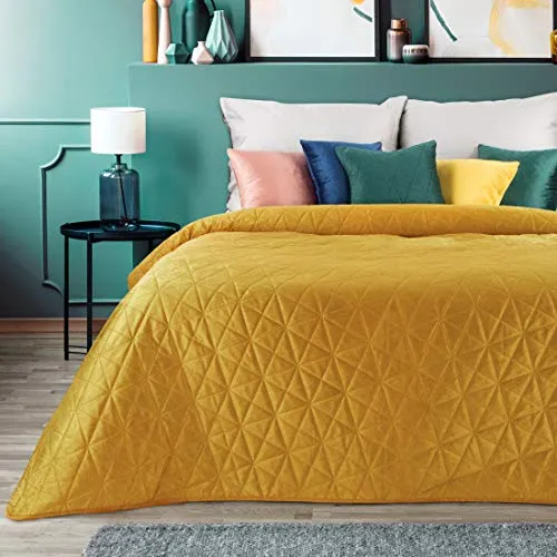 Eurofirany Zweiseitige Tagesdecke LUIZ, 170 x 210 cm in gelb von Eurofirany