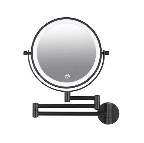 DEUSENFELD Wand-Kosmetikspiegel mit Akku und LED - Eleganter Kosmetikspiegel mit 5x/7x/10x Vergrößerung, dimmbaren Lichtfarben und praktischem 10-Minuten-Timer. Ideal für präzise Make-up-Anwendungen und Pflege, perfekt für den täglichen Gebrauch.