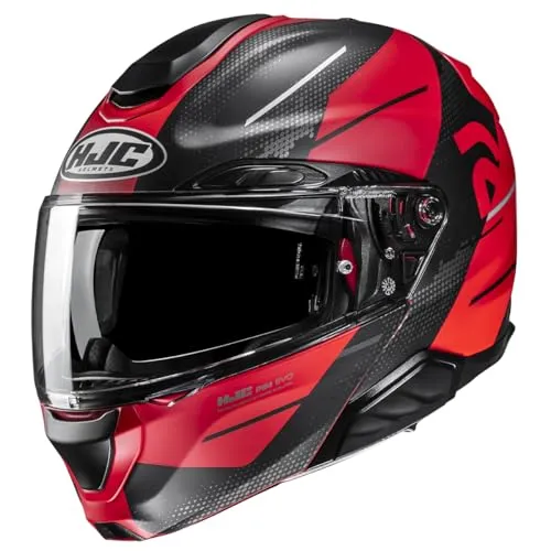 HJC RPHA 91 Blat Klapphelm, schwarz-rot, Größe S für Männer - Premium Klapphelm mit innovativem Materialmix für optimale Stoßfestigkeit und Komfort. Aerodynamisches Design für Stabilität bei hohen Geschwindigkeiten und schnelles Trocknen dank effektivem Feuchtigkeitsmanagement.
