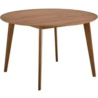 ebuy24 Esstisch Roxby 120x120 cm - Runde Form und natürliche Holzoberfläche - Esstisch in Natur, 120x120 cm, mit runder Form und eleganten Holzbeinen. Perfekt für kleinere Esszimmer, schafft eine einladende Atmosphäre und passt zu jedem Einrichtungsstil.