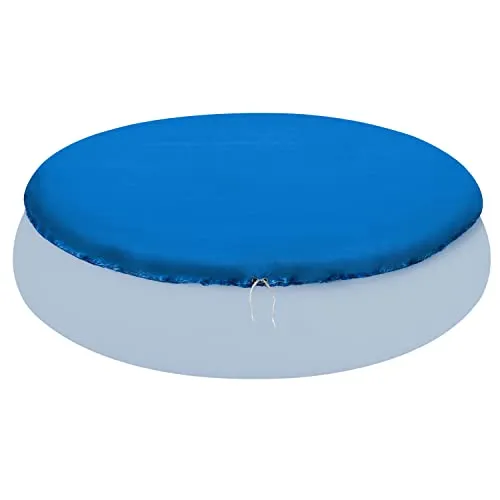 Poolabdeckung rund für Quick-up Pool Ø366cm - mit Fixierseilen - 110g/m² PE - Wasserdicht - UV-stabil - Poolabdeckplane Sonnenschutz Cover Swimmingpool Familienpool Poolzubehör Planschbecken