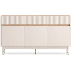 Konsimo® Kommode, Creme, Eiche, Holzwerkstoff, 3 Schubladen, 154x85x40 cm, Wohnzimmer, Kommoden & Sideboards, Kommoden
