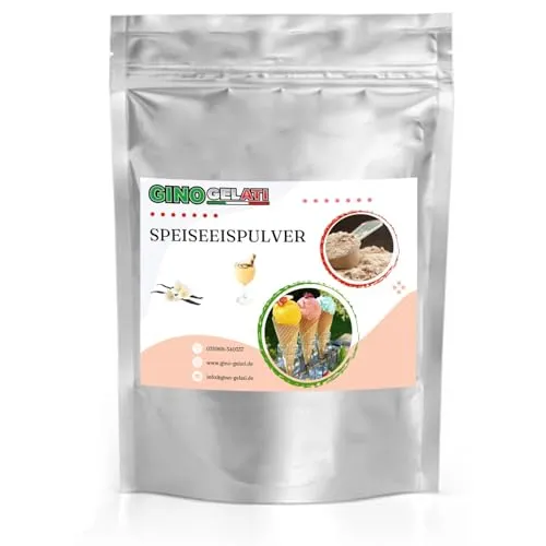 Gino Gelati Vanille Eierlikör Eis Speiseeis Pulver 1 Kg, Vanilleeis selber machen, verschiedene Sorten, schnelle und einfache Zubereitung, für Haushaltseismaschinen