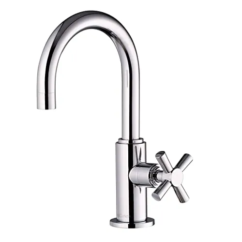 PaulGurkes Standventil PG120W4 - Waschtischarmatur aus massivem Messing, hochwertig verchromt, mit keramischen Dichtungen und schwenkbarem Auslauf für flexiblen Wasseranschluss.