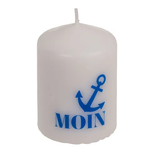 Stumpenkerze, Moin, ca. 6x8cm, in Kraftpapierverpackung