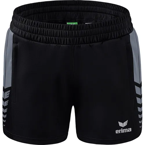 Erima Trainingshose Six Wings Worker Shorts Damen 42 - Trainingsbekleidung für Handball, aus 100% Polyester, in stylischem Black/slate Grey, ideal für optimale Bewegungsfreiheit und Komfort beim Training.