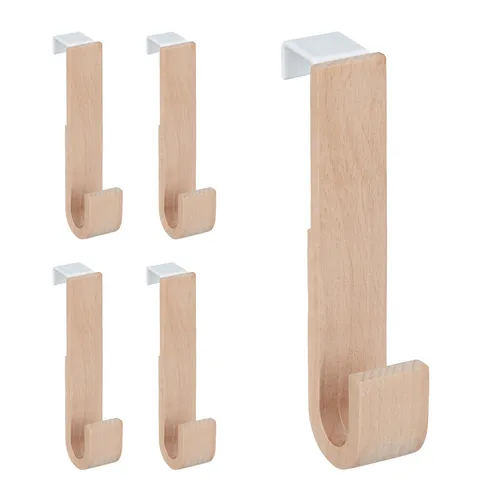 Türhaken Türaufhänger 10 Stück - Platzsparende und stabile Garderobenhaken aus Holz und Eisen, ideal für die Aufbewahrung von Jacken und Mänteln in jedem Raum.