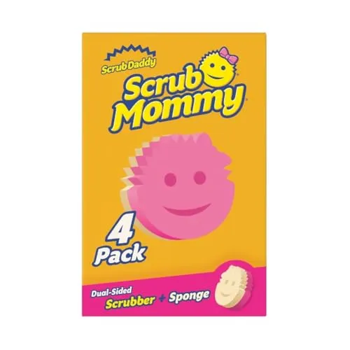 Scrub Daddy Scrub Mommy Putzschwamm, Topfreiniger Küchenschwämme, Putzmittel mit Texturveränderung, kratzfreier Spülschwamm, geruchsresistenter Smiley Schwamm, Geschirrschwamm - 4er Pack Assortiert