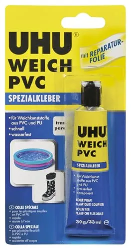 UHU Kunststoffkleber 46655, Weich PVC, 30g, Spezialkleber, extra stark, wasserfest