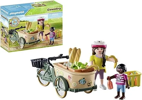 PLAYMOBIL Country 71306 Lastenfahrrad - 28-teiliges kreatives Spielset für sicheres Einkaufen, mit Figuren und Zubehör für Kinder ab 4 Jahren