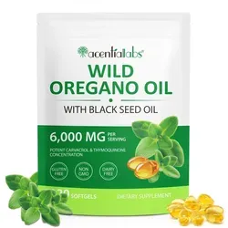 Acential Labs Oregano Öl 120 Softgels - Hochwertige Softgels mit 6000 mg Oregano- und Schwarzkümmelöl. Ideal für die tägliche Unterstützung Ihres Wohlbefindens und für einen natürlichen Energieboost.