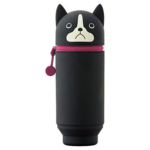 LIHITLAB Kawaii Japanischer Hund Großes Stand-Up-Federmäppchen für Schule, Büro, Uni, niedliches Schulbedarf, Tier-Stiftehalter, Stifteetui für Mädchen, Künstler, Boston Terrier (A7714-8)