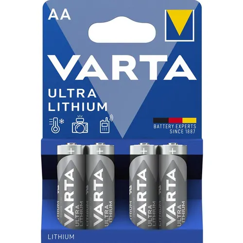 VARTA Lithium AA Mignon LR6 Batterien (4er Pack) - Elektronik & Foto - Leistungsstarke Lithium-Batterien für Digitalkameras, Spielzeuge und GPS-Geräte, ideal für Sport- und Outdoor-Einsätze.