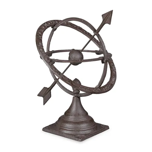 Antike Gartenuhr aus Gusseisen - 42 cm - Sonnenuhr aus robustem Gusseisen, ideal für den Garten. Mit ihrem antiken Design ist sie ein stilvolles Highlight und zeigt die Zeit auf elegante Weise.