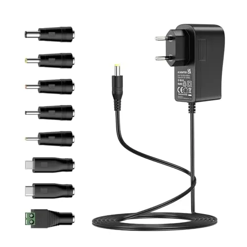 5V 2A Netzteil, 5V AC DC Netzteil Transformator mit 8 DC Steckern für 5V Elektronik wie Tablet Telefon USB HUB CCTV Kamera, 2000mA max.