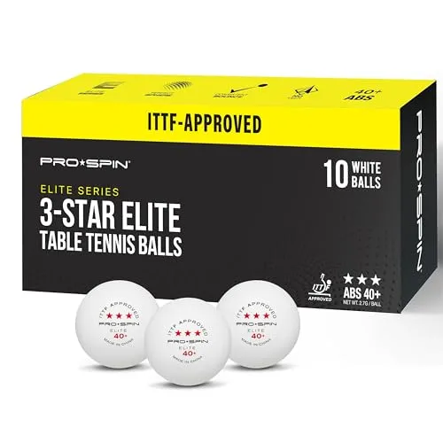 PRO-SPIN Tischtennisbälle – 3-Sterne ITTF-zugelassene Premium Tischtennisbälle | Hochleistungsfähige 40+ ABS-Bälle für professionelles Spiel | Für drinnen und draußen (Weiß, 10er-Pack)