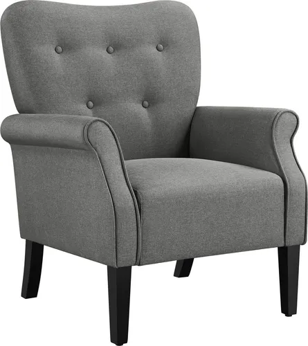 Yaheetech Loungesessel Cocktailsessel Relaxsessel mit Holzbeinen Fernsehsessel mit gepolstertem Sitzkissen Polstersessel Fernsehsessel Lehnstuhl Dunkelgrau