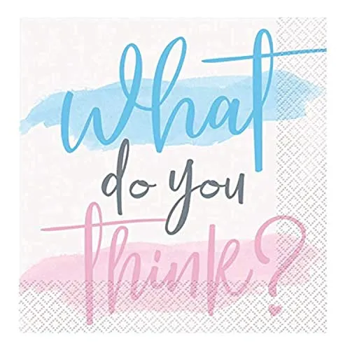 Atemberaubende Party-Servietten, Blau und Rosa, 16 cm, perfekt für Gender Reveal-Partys, 16 Stück